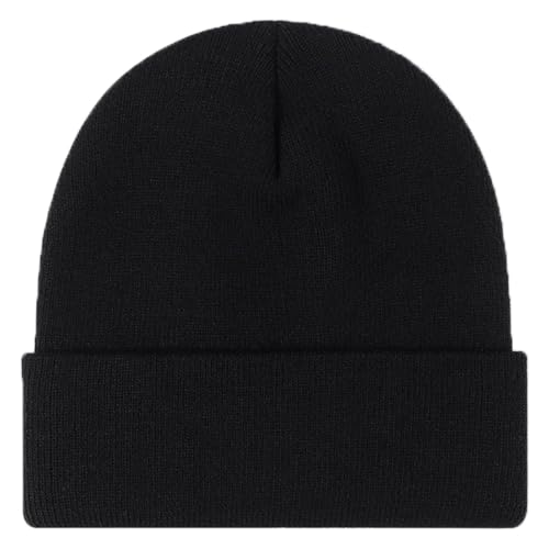 Rosoz Beanie for Men Women Cuffed Knit Hat Winter Beanies Skull Cap Unisex - color: Black