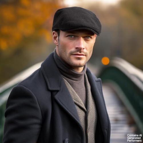 LADYBRO 2-Pack Unisex Flat Cap Newsboy Hats for Men Women Casual Adjustable - color: Black+ Beige