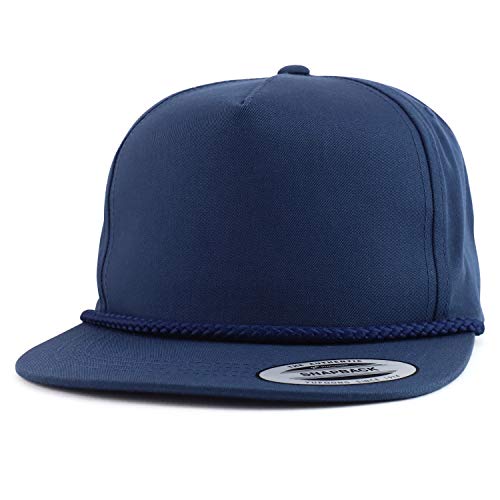 Trendy Apparel Shop Classic 5 Panel Golf Cap Flatbill Snapback Hat - color: Navy, size: One Size