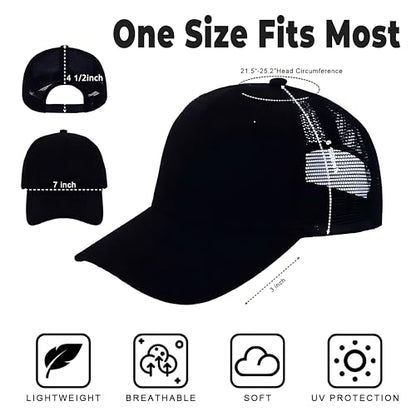 ZH 12 Pack Mesh Trucker Hats, Bulk Baseball Caps for Men and Women, Trucker Cap Wholesale - color: Black