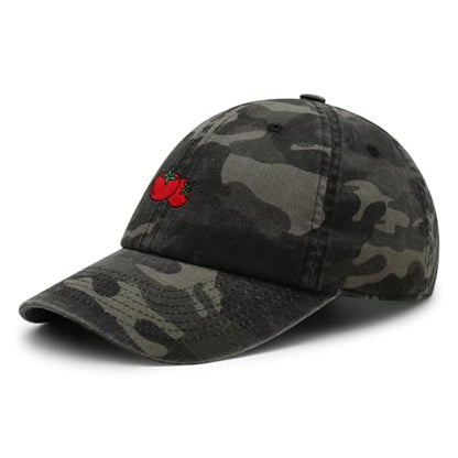 JPAK Two Tomatoes Premium Dad Hat Embroidered Cotton Baseball Cap Vegetables Embroidery - color: Black Camo