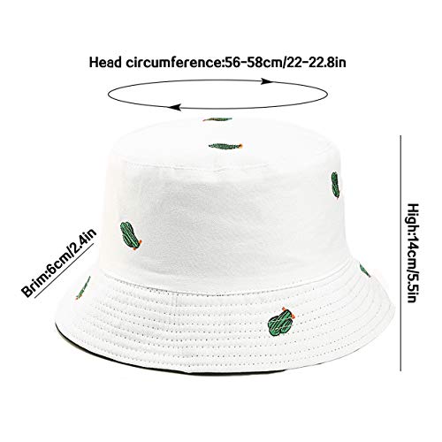 Unisex Bucket Hat Beach Sun Hat Aesthetic Fishing Hat for Men Women Teens, Reversible Double-Side-Wear - color: Cactus