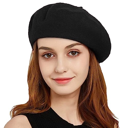 French Beret Hats for Women - Classic and Stylish Women's Beret Collection for Effortless Chic, Perfect for Any Occasion - color: Black