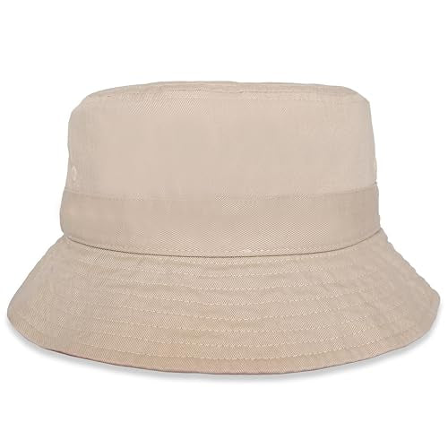 Bucket Hat for Kids, Boy and Girl Sun Hat Kid Ages 4-7 and Big Kids 7-14 Years 100% Cotton for Summer Teen Youth Beach Hat - color: Khaki, size: 7-14 Years