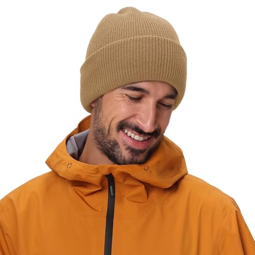 Connectyle Thick Cuffed Beanie for Men & Women Double Layer Knit Winter Hat Acrylic Watch Hat Warm Stocking Skull Cap - color: Khaki