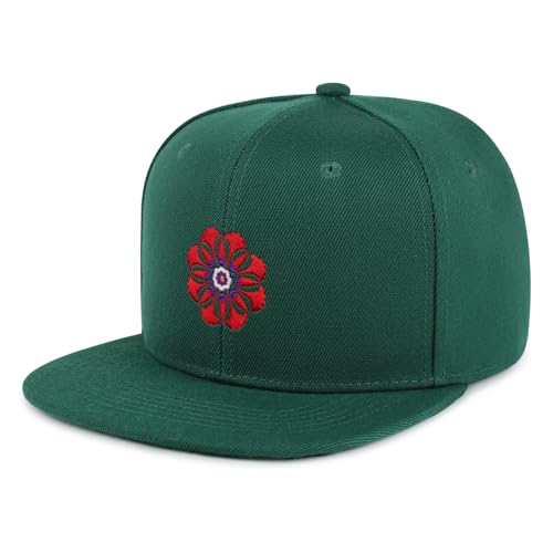 Flower Ornament Hip-Hop Snapback Hat Embroidered Baseball Cap Floral Embellishment - color: 06. Green