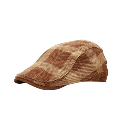 yolrdiw Classic Plaid Gatsby Ivy Flat Cap Cabbie Driving Newsboy Hat for Men Women Boy - color: Brown