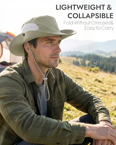 Sun Hats for Men Women UV Sun Protection Waterproof Wide Brim Bucket Hat - color: Beige