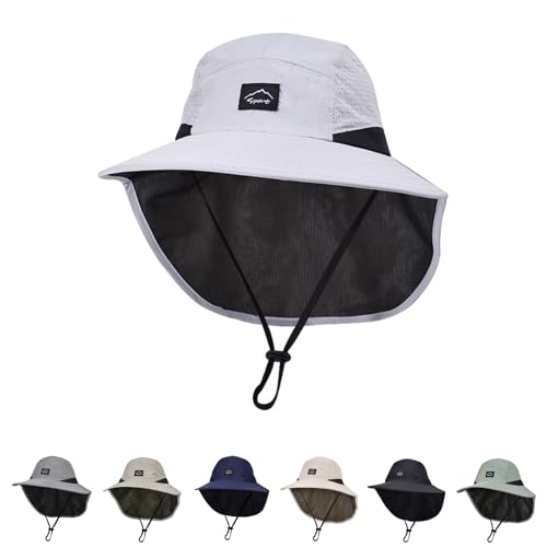 ZOORON Kids Sun Hat with Neck Flap UPF 50+ Beach Hats for Baby Boys Girls - color: Light Grey