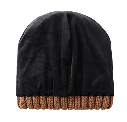 Home Prefer Mens Winter Hat Wool Fleece Lined Knit Beanie Hat Warm Stocking Caps - color: Brown