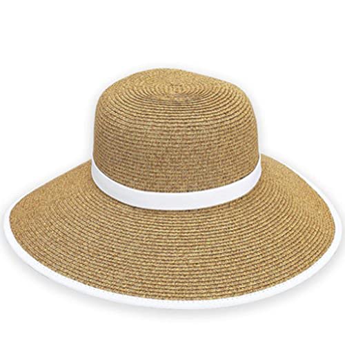 Sun 'N' Sand French Laundry Straw Sun Hats for Women - Backless, Foldable, and Packable Hat - Beach Hat for Women - 4" Brim - color: White