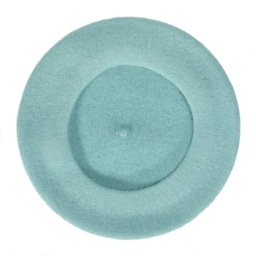ZLYC Wool French Beret Hat Solid Color Classic Artist Cap for Women - color: Light Blue