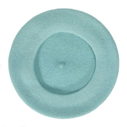 ZLYC Wool French Beret Hat Solid Color Classic Artist Cap for Women - color: Light Blue