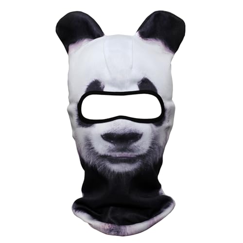 WTACTFUL 3D Animal Ears Balaclava, Breathable Face Mask for Halloween - color: Panda Meb-01