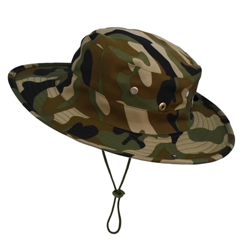 Kids Sun Hats for Boys Girls Bucket Hat UPF 50+ UV Protection Safari Hat Lightweight & Breathable Boonie Hat - color: 1 Pack-jungle Camo