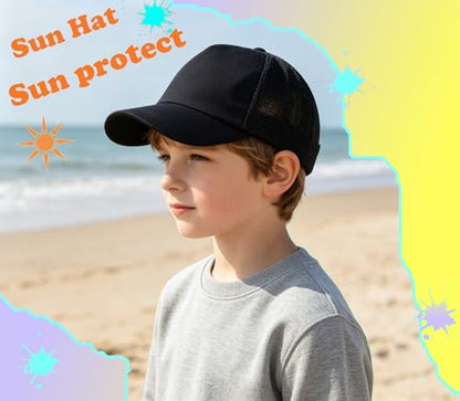 Toddler Baby Boy Girl Baseball Hats Kids Sun Hats Adjustable Summer Caps - color: Black/Gray, size: 3-12 Months