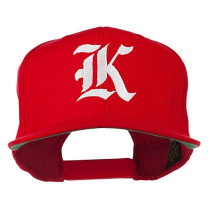 Old English K Embroidered Flat Bill Cap - color: Red