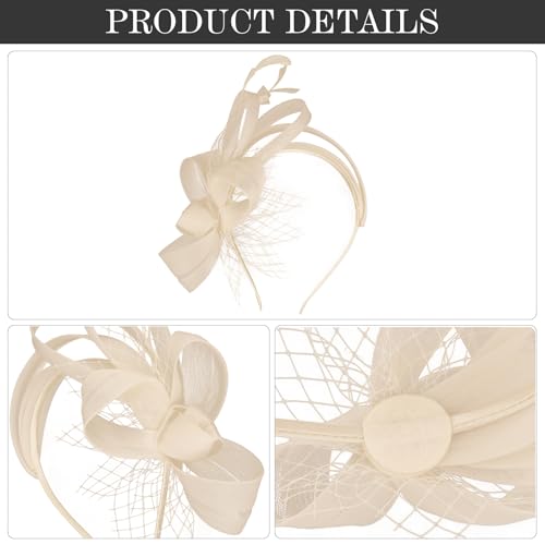 Fascinators Hats for Women, Fascinator Headband Tea Party Hat - color: Champagne