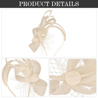 Fascinators Hats for Women, Fascinator Headband Tea Party Hat - color: Champagne