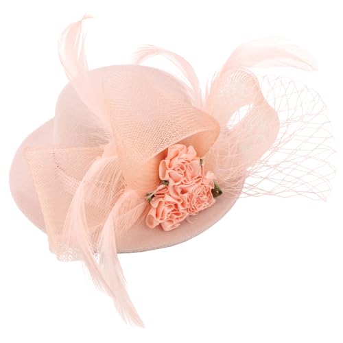 Fascinator Hat Tea Party Accessories Wedding Headwear for Girls and Women - color: Pink