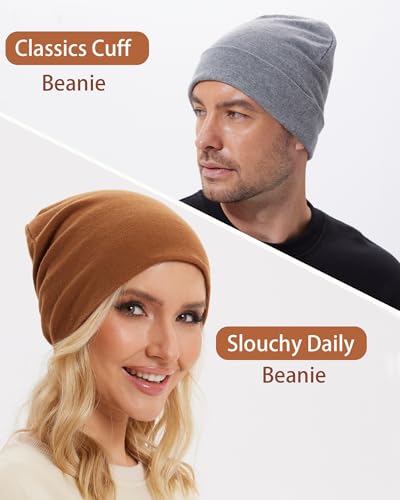 Thin 100% Cotton Fine-Knit Beanie Hat Slouchy Soft Chemo Skull Cap - color: 1-brown1