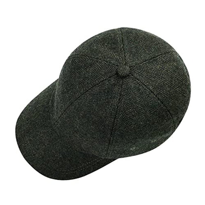 BOTVELA Men Wool Adjustable Tweed Baseball Cap - color: Herringbone Green