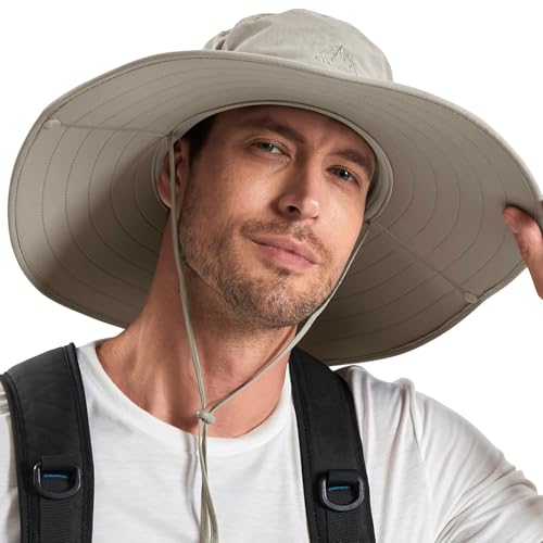Cooltto L/XL/XXL Wide Brim Sun Hat UPF 50+ UV Protection Boonie Hat - color: Khaki, size: Medium-Large