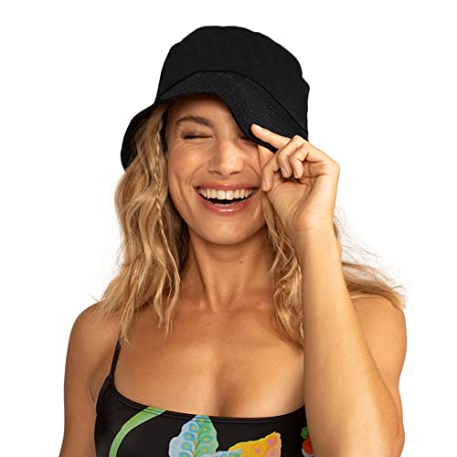12Pieces Cotton Bucket Hat for Women Men Adult Summer Plain Fishing Bucket Cap - color: Black