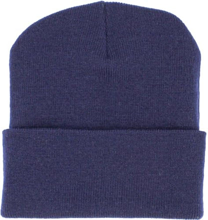 KBETHOS Made in USA Classic Men's Women's Cuffed Folded Acrylic Knit Beanie Hat Solid Unisex Cold - color: Navy Solid Long Beanie