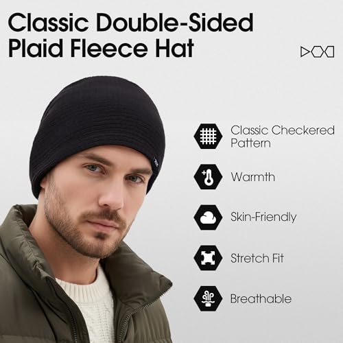 AUSFLUG Slouchy Beanie for Men Women Warm Lightweight Hard Hat Liner - color: Black