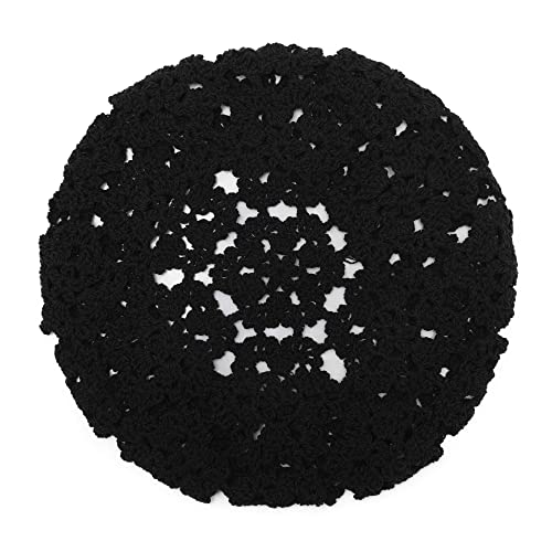 ZLYC Women Cotton Slouchy Crochet Beret Handmade Cutout Floral Beanie Hat - color: Floral Black
