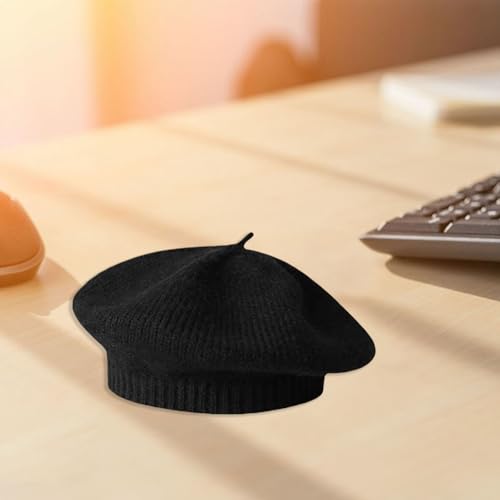 Infant Baby Boys Girls Beret & Beanie Hat - Toddler Kids Knitted French Artist Skull Hat - Fall Winter - color: A-black