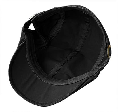 Initlove Mens Newsboy Cap Cotton Ivy Hat Beret Hats for Driving - color: Black