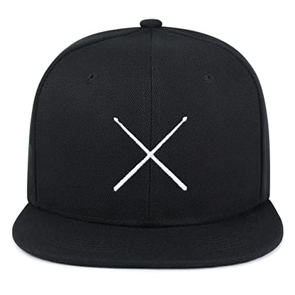 JPAK Drum Stick Hip-Hop Snapback Hat Embroidered Baseball Cap Drummer - color: 04. Black