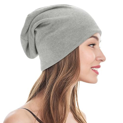 Unisex Slouchy Beanie Cotton Lightweight Beanie Hat Skull Cap Night Sleep Hat Hip-Hop Hat - color: White