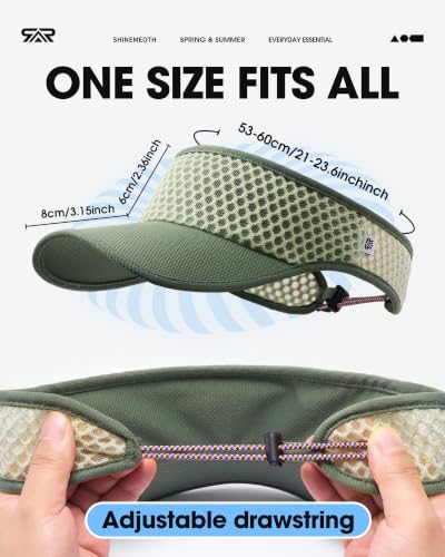 SUNMECI Mesh Breathable Sports Visor - Men Women Adjustable Lightweight Quick Dry Sun Hat for Tennis, Golf, Running - color: Military Green