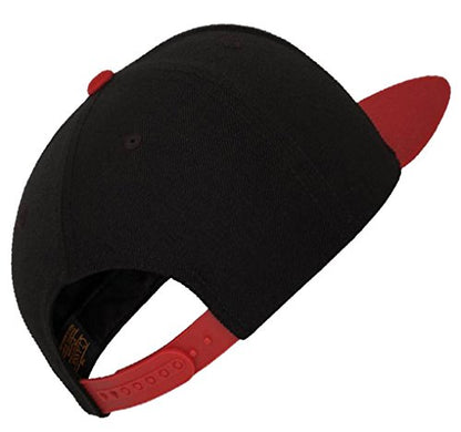 Custom Hat. 6089 Classic Snapback. Embroidered. Place Your Own Text/Logo - color: Black/Red