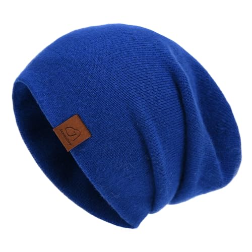 jaxmonoy Slouchy Knit Beanies Winter Hats for Women Men Soft Warm Reversible Slouch Cuffed Skull Knitted Beanie Cap - color: Cobalt