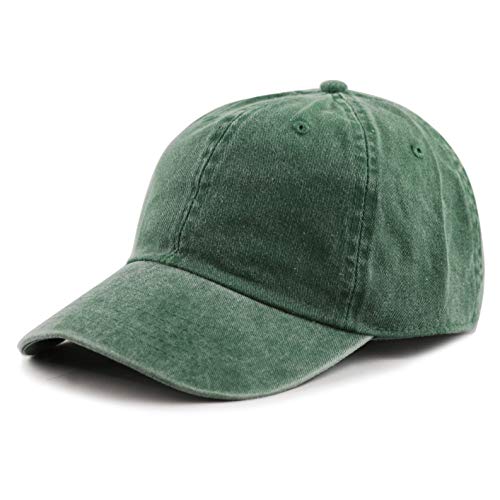 The Hat Depot 100% Cotton Pigment Dyed Low Profile Dad Hat Six Panel Cap - color: 1. Green