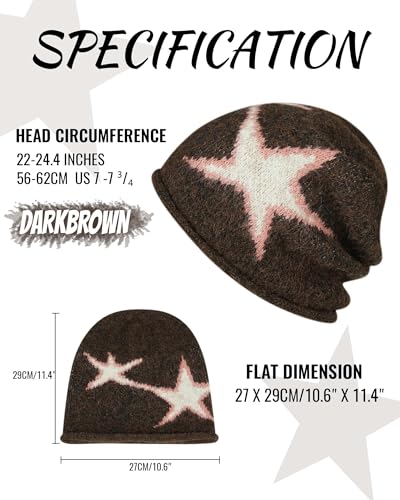 Croogo Slouchy Beanies for Men Women Winter Soft Warm Hat Lightweight & Breathable Slouch Knitted Skull Cap - color: Darkbrown