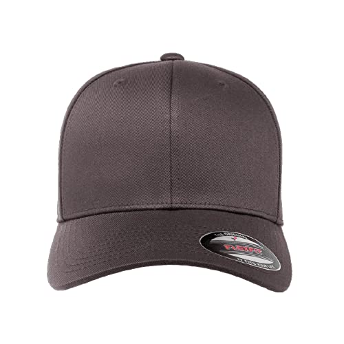 Flexfit Wooly Combed 6-Panel Structured Baseball Cap | Stretch Fitted - color: Dark Grey, size: Large-X-Large