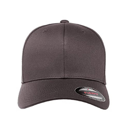 Flexfit Wooly Combed 6-Panel Structured Baseball Cap | Stretch Fitted - color: Dark Grey, size: XX-Large
