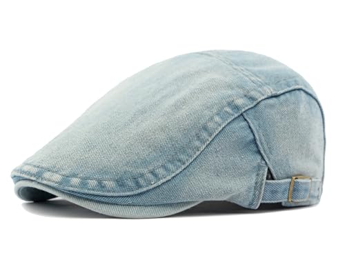 Cotton Newsboy Cap,Breathable Ivy Gatsby Cabbie Beret Hat for Men's Women Driving Hunting Golf - color: Denim Light Blue