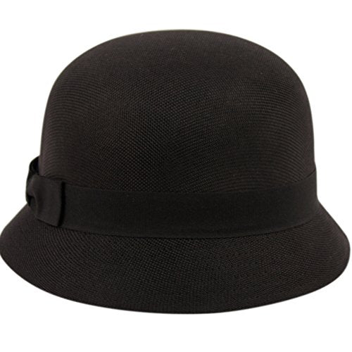 Women's Gatsby Linen Cloche Hat with Lace Band and Flower - color: Cl2696black