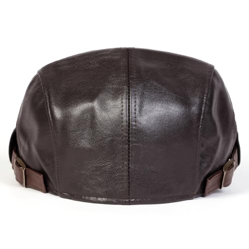 Newsboy Cap for Men, Flat Cap, PU Leather Hat - color: Patch| Dark Brown