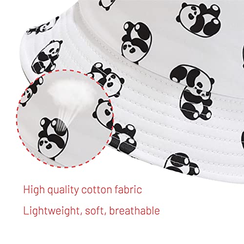 Cotton Bucket Hat for Women Men Summer Travel Sun Beach Bucket Cap, Unisex Outdoor Fisherman Hat - color: Panda