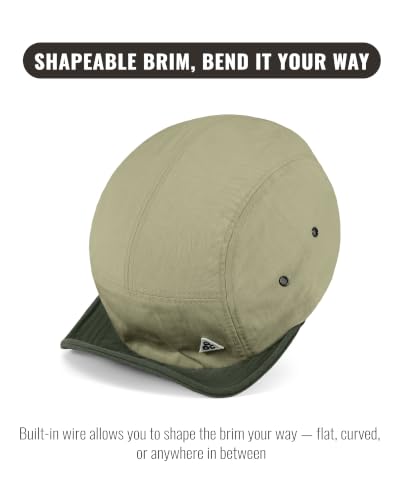 Clakllie Lightweight 5 Panel Short Brim Hat Two-Tone Flat Brim Baseball Cap - color: Bs26dy11-khaki Green