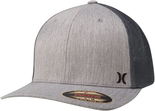 Hurley Mens Mini Icon Mesh Panel Fitted Trucker Baseball Cap - color: Grey Heather, size: Small-Medium