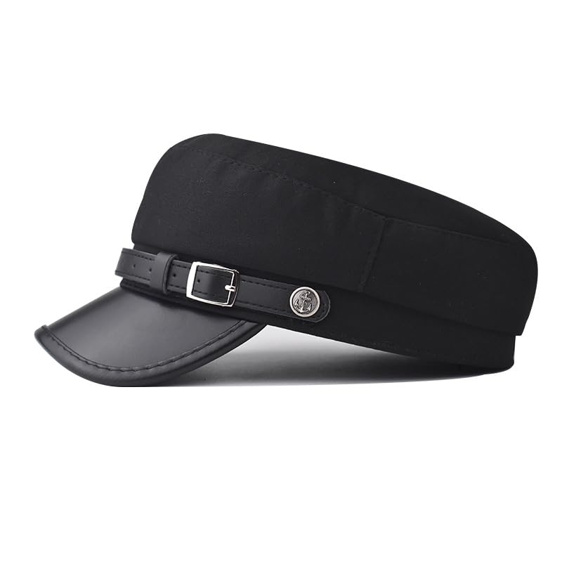 Chauffeur Hat Newsboy Cap Beret Driver Costumes Captain-Hat for Men Women - color: Black-a