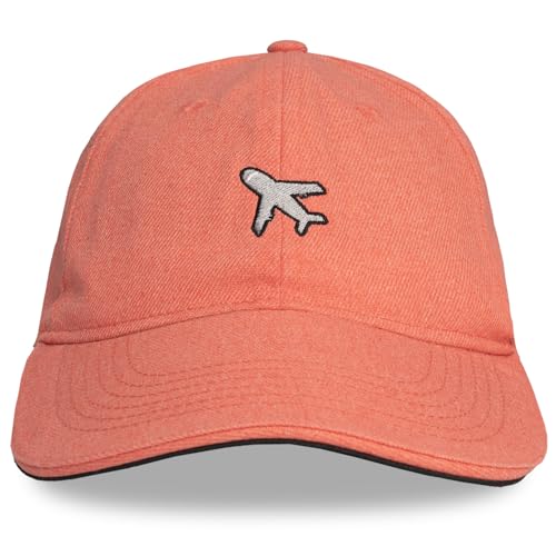 Headsweats Dad Hat – Men's Embroidered Twill Baseball Cap, Adjustable Strapback, Lightweight, Breathable - color: Coral/Airplane